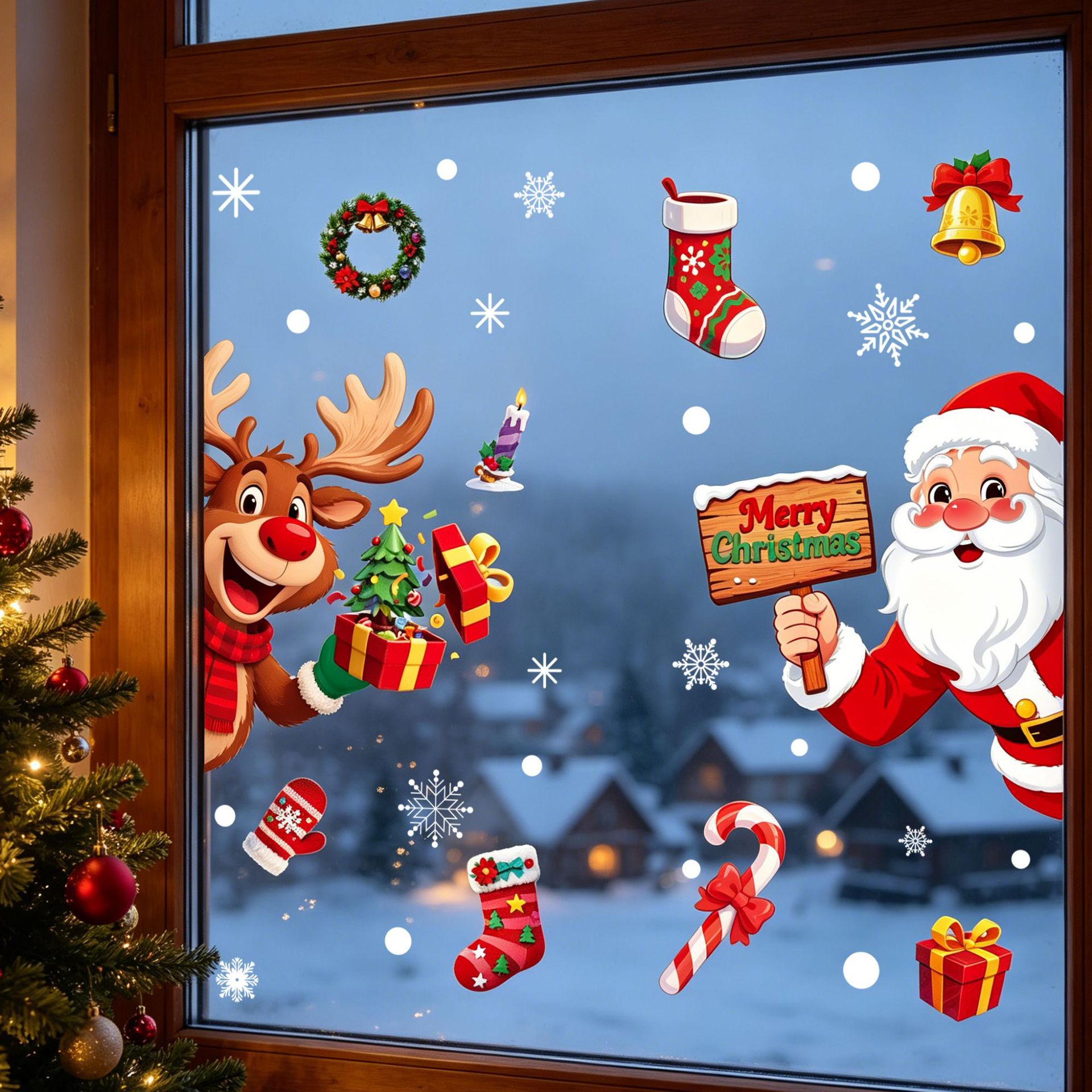 Christmas Static Glass Sticker - Elk Bugle Call recension och pris